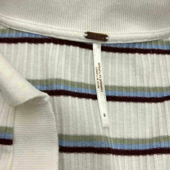 Free people Donna ribbed striped  collared tshirt - Picture 3 of 6